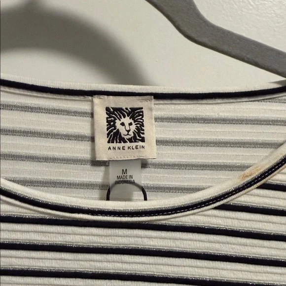 Anne Klein Black and White Striped Top - Picture 2 of 5